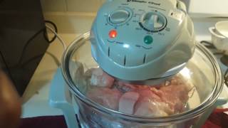 Roasting chicken and turkey in magic glass bowl convection oven