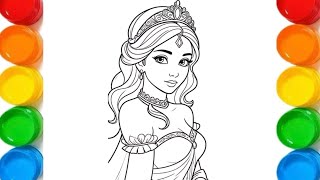 Drawing \u0026 Coloring Cute Disney Princess for Kids Disney Princess Drawing|Kids Art \u0026 Learn|Cute Draws