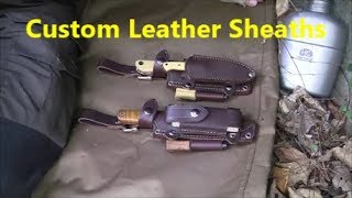 Bark River Bushcraft and Hunting Knives - Springbok and Little Carver - Custom Leather Sheaths