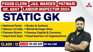 PSSSB Jail Warder, Clerk, Patwari, Senior Assistant, Labour Inspector 2024 | Static GK By Raj Sir