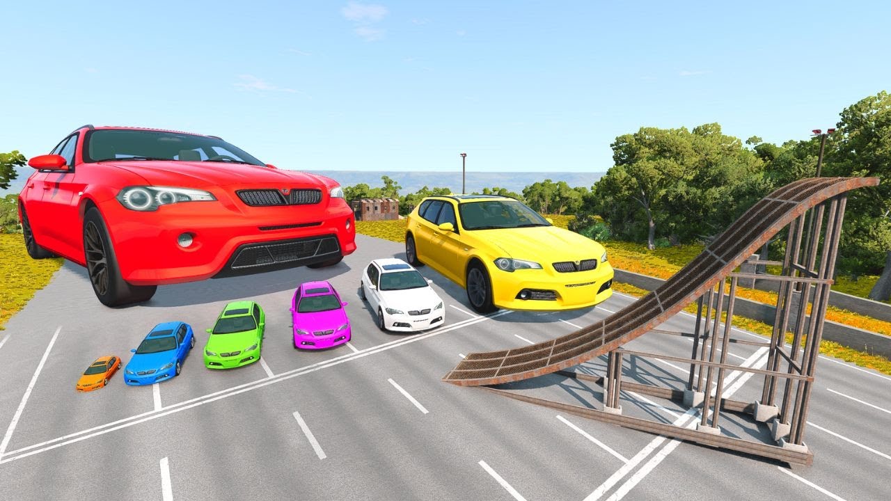 Giant & Small Cars Vs Big Ramp & Spinners 🚗💥 BeamNG.Drive - YouTube