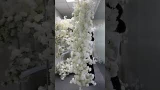 Wedding Arch Backdrop Design Floral Artificial White Cherry Blossom Rose Arrangement #flower #diy