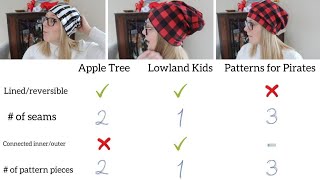 Beanie Sewing Patterns Comparison | Apple tree beanie, lowland kids beanie, patterns for pirates