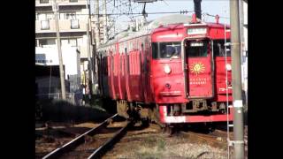 713系電車サンシャイン到着（宮崎神宮駅） Sunshine train photography (Miyazaki-Jingu Station)