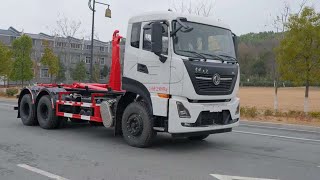 Dongfeng Tianlong Hook Arm Garbage Truck with Cummins 290HP Engine and 25,000 KG Total Mass