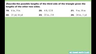 Describe the possible lengths of the third side given two sides of triangle. Triangle Inequality Thm