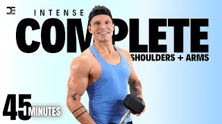45 Min TOTAL ARMS + CORE WORKOUT with WEIGHTS | Biceps, Triceps + Shoulders | Muscle Building