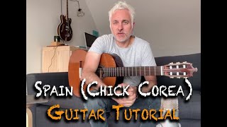 Spain Guitar Tutorial - Chick Corea (melody and chords)