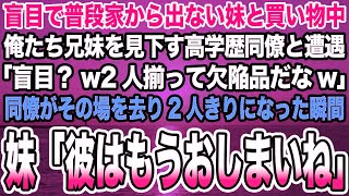 【感動する話】盲目で普段家から出ない妹と買い物中俺たち兄妹を見下す高学歴同僚と遭遇「盲目？w2人揃って欠陥品だなw」同僚がその場を去り2人きりになった瞬間妹「彼はもうおしまいね」【泣ける話】