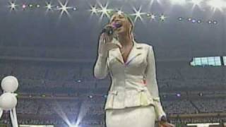 Beyoncé performing The Star-Spangled Banner USA National Anthem Live at Super Bowl XXXVIII 2004