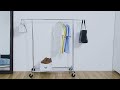 tatkraft duncan heavy duty clothes rail 220 lbs load capacity with shelf on wheels