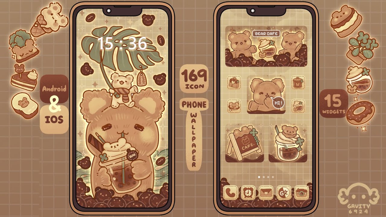 Make Your Phone Homescreen Aestheticрџњј Brown Green рџњјрџ Bear Cafe Coffee