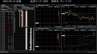 デイトレ\u0026板読み練習用【4592】サンバイオ - 2022/2/16 前場