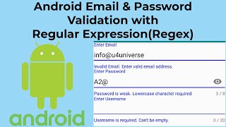 Android Email & Password Validation with Regular Expression (Regex) - Android Tutorials | U4Universe