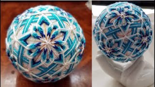 Japanese Temari Ball | DIY Snowflake Embroidery | Decorative Thread Tutorial 手鞠球教程