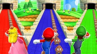 Mario Party 9 - Minigames - Mario vs Luigi vs Peach vs Daisy - Funny Minigames