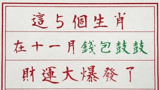 老人言：這5個生肖在十一月錢包鼓鼓，財運大爆發了 #硬笔书法 #手写 #中国书法 #中国語 #书法 #老人言 #中國書法 #老人 #傳統文化 #生肖運勢 #生肖 #十二生肖