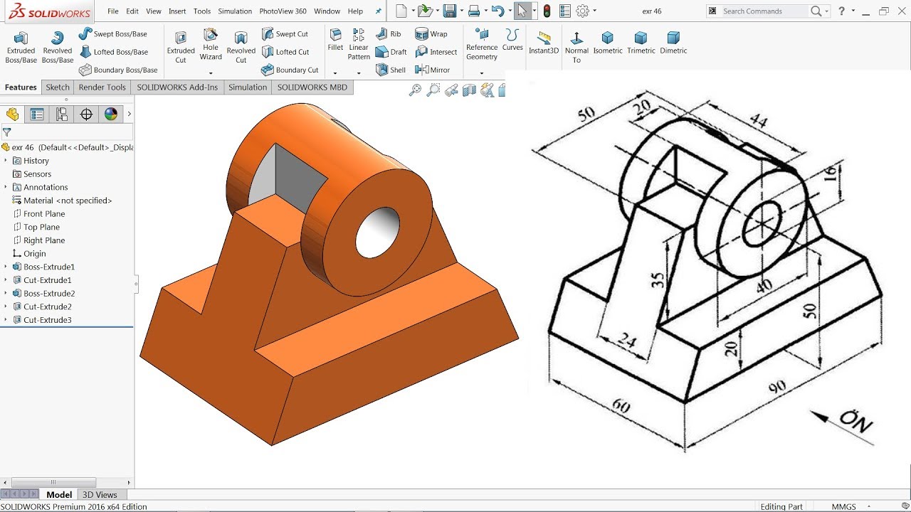 SolidWorks Tutorial For Beginners Exercise 46 - YouTube