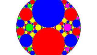 Slices of an Apollonian sphere packing as we rotate around the z-axis by 1/6 of a revolution