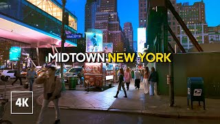 Beautiful New York, Manhattan at Night - Walking Tour 4K