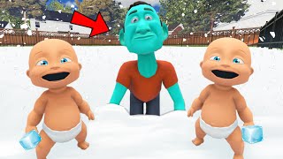 Two Babies Freeze EVIL Daddy in Snowstorm!