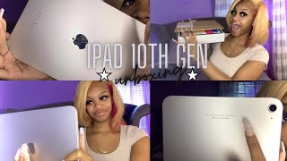 UNBOX MY SILVER🤍 iPAD 10TH GEN WITH ME!!! + accessories \u0026 “Apple Pencil” dupe🤭!