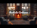 📚 Live Scottish Castle Library Ambience 🔥 – Spring Morning with Fireplace & Lake Mist (ASMR) No Ads