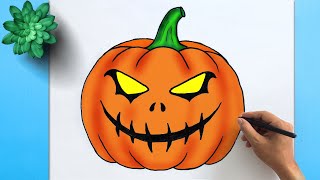 Halloween pumpkin drawing easy | 👻 How to Draw Halloween Pumpkin Easy Step by Step