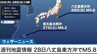 週刊地震情報 八丈島東方沖でM5.8　関東広域で揺れを感じる