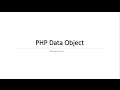 PHP Data Objects 1 Database connection