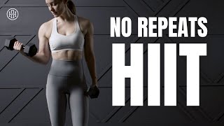 NO REPEAT HIIT Workout // with dumbbells
