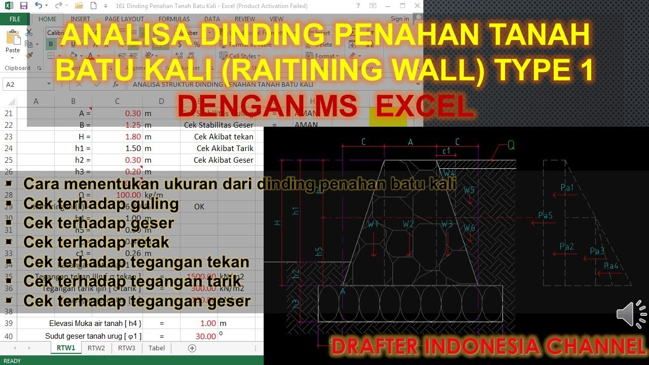 ANALISA STRUKTUR DINDING PENAHAN TANAH BATU KALI RAITINING WALL TYPE 1 ...