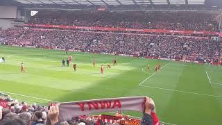 #liverpoolfc v #evertonfc teams walk out at #anfield for #merseysidederby on 21.10.23