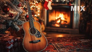 Relaxing Christmas Music \u0026 Fireplace | Traditional Christmas Songs | Christmas Guitar Music