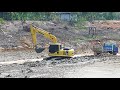 รีวิว excavator komatsu pc 160 8 lc and dump truck เล่นโคลนอีก ครับท่าน ep.1149