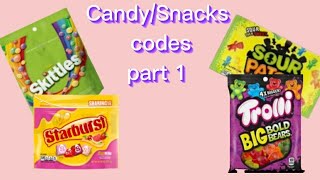 Candy/Snacks codes for bloxburg roblox part 1