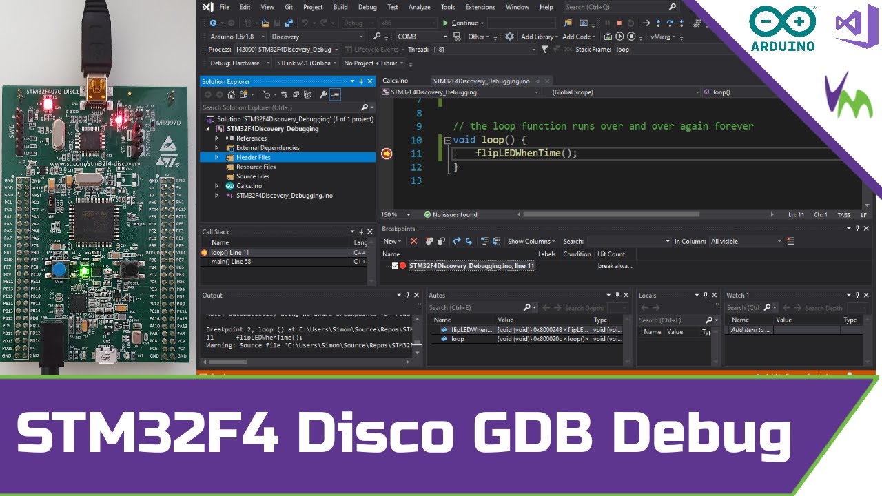 Debugging STM32F4 Discovery Arduino Project With GDB - YouTube