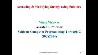 Accessing and Modifying Strings Using Pointers