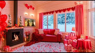 Cozy Valentines Day Scene Ambience Music: Winter Snowfall Background Screensaver