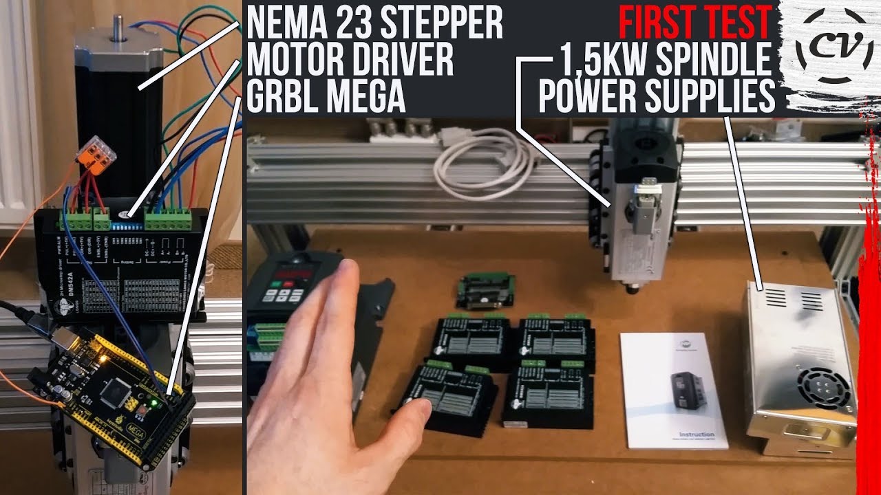 DIY GRBL CNC - First Wiring & Test Drives (Stepper & Spindle) - YouTube