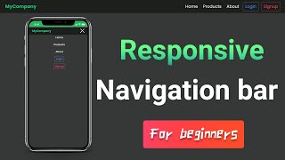 Responsive Navigation Bar with mobile menu Using HTML \u0026 CSS