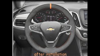 MEWANT --- for Chevrolet Malibu Equinox Hand Stitch Car Steering Wheel Cover Installing