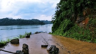 Heavy Rain Pours Over the Ancol Countryside in Tasikmalaya, the Cool Leuwikeris Dam in the Afternoon