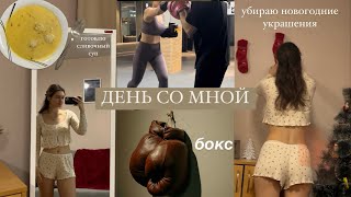 VLOG: убираю новогодние украшения / первая тренировка по боксу / готовлю супчик