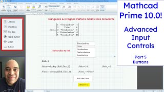 Mathcad Prime - Buttons - Advanced Input Controls