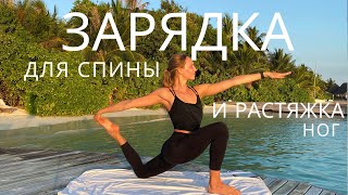 ЗАРЯДКА ДЛЯ СПИНЫ И РАСТЯЖКА МЫШЦ НОГ / МОБИЛЬНОСТЬ ПОЗВОНОЧНИКА И РАБОТА С ТАЗОБЕДРЕННЫМИ СУСТАВАМИ