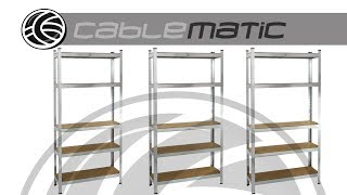 Estanteria metálica galvanizada para almacenar de 5 baldas de madera - distribuido por CABLEMATIC ®