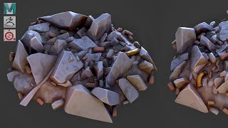 Autodesk Maya 2020, Zbrush, Substance Painter - Stylized Debris Rubble Pile