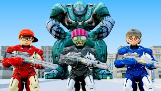 Scary Teacher 3D Boss Ice Scream - Ironman Nick and Tani vs Robot Zombie Animation