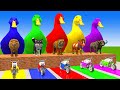 5 Giant Duck Cartoon,Cow,Mammoth,Lion,Dog,Bear,Tiger Paint Wild Animals Crossing Fountain Animation